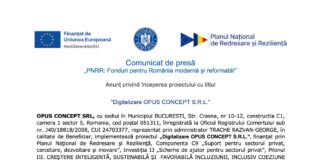 Comunicat de Presa PNRR : Digitalizare OPUS CONCEPT S.R.L.